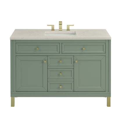 James Martin Vanities Chicago 48" Smokey Celadon Single Vanity With 3 CM Siberian Silestone Top