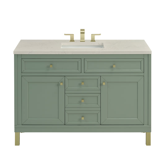 James Martin Vanities Chicago 48" Smokey Celadon Single Vanity With 3 CM Siberian Silestone Top