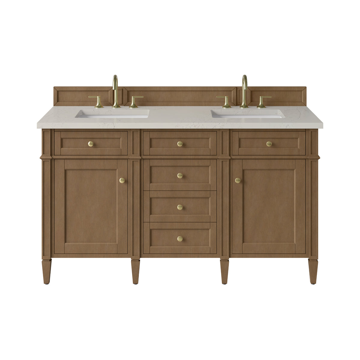 James Martin Vanities Brittany 60" Pecan Double Vanity With 3 CM Siberian Silestone Top