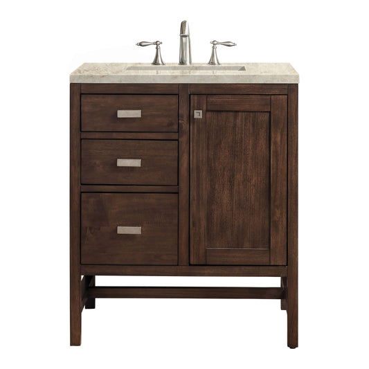 James Martin Vanities Addison 30" Mid-Century Acacia Single Vanity With 3 CM Tajnar Eclos Top