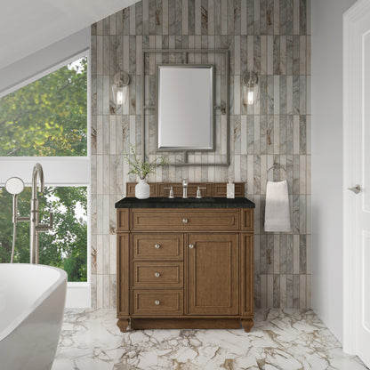 James Martin Vanities Bristol 36" Saddle Brown Single Vanity With 3 CM Phantome Eclos Top
