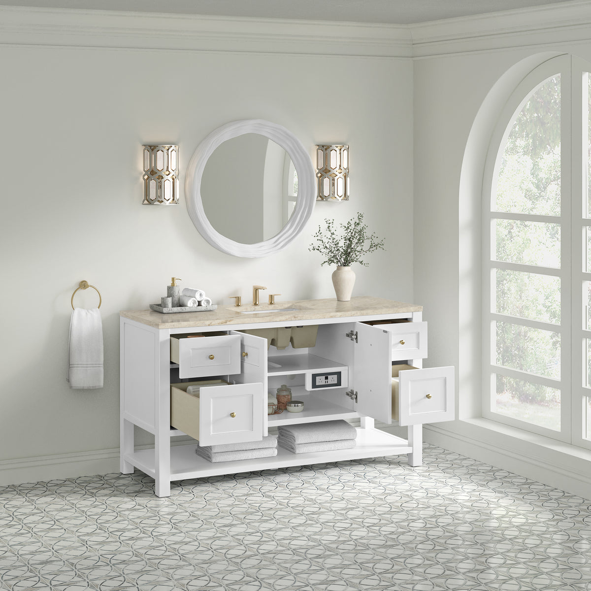 James Martin Vanities Breckenridge 60" Bright White Single Vanity With 3cm Tajnar Eclos Top