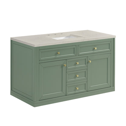 James Martin Vanities Chicago 48" Smokey Celadon Single Vanity With 3 CM Siberian Silestone Top