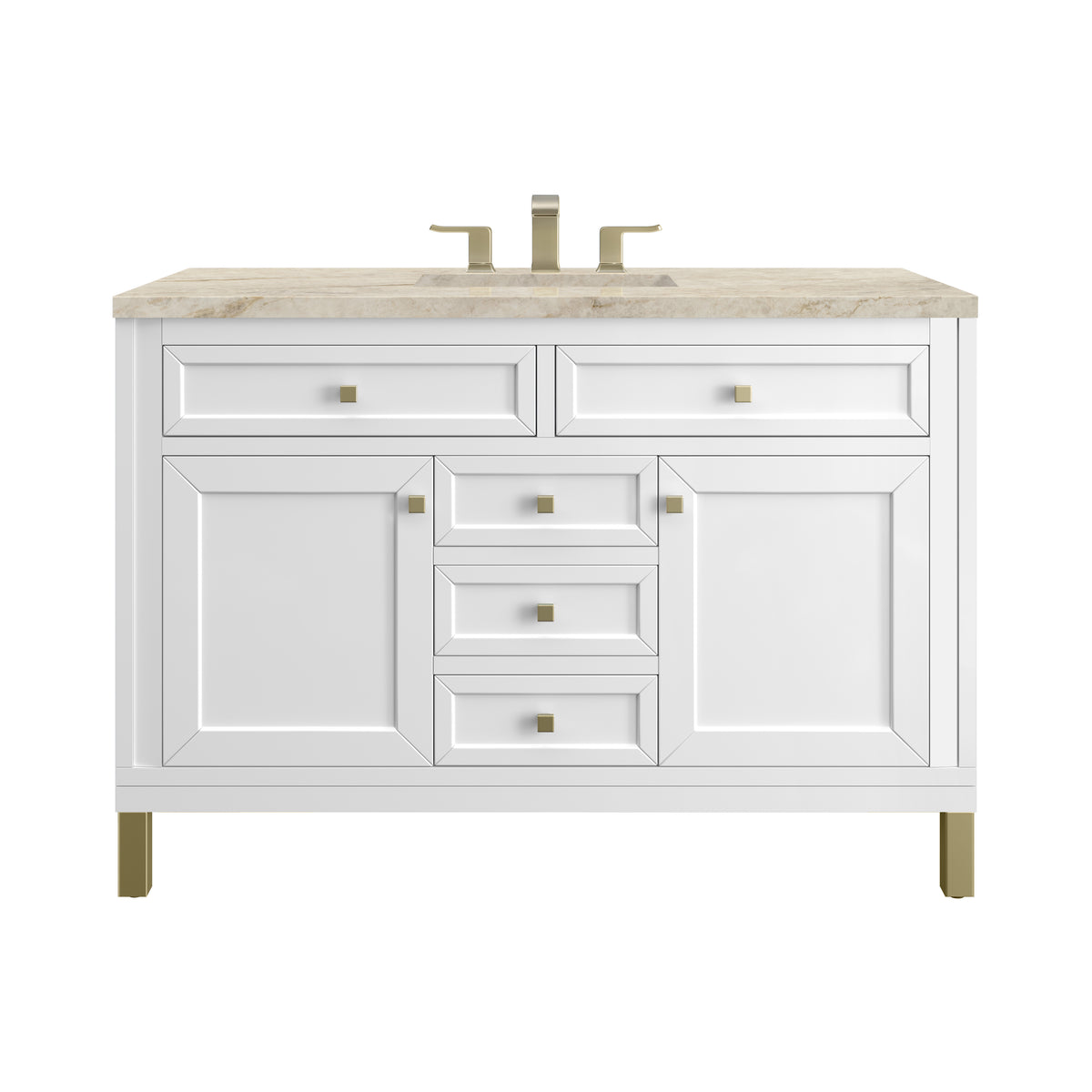 James Martin Vanities Chicago 48" Glossy White Single Vanity With 3 CM Tajnar Eclos Top