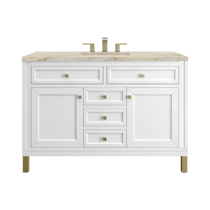 James Martin Vanities Chicago 48" Glossy White Single Vanity With 3 CM Tajnar Eclos Top