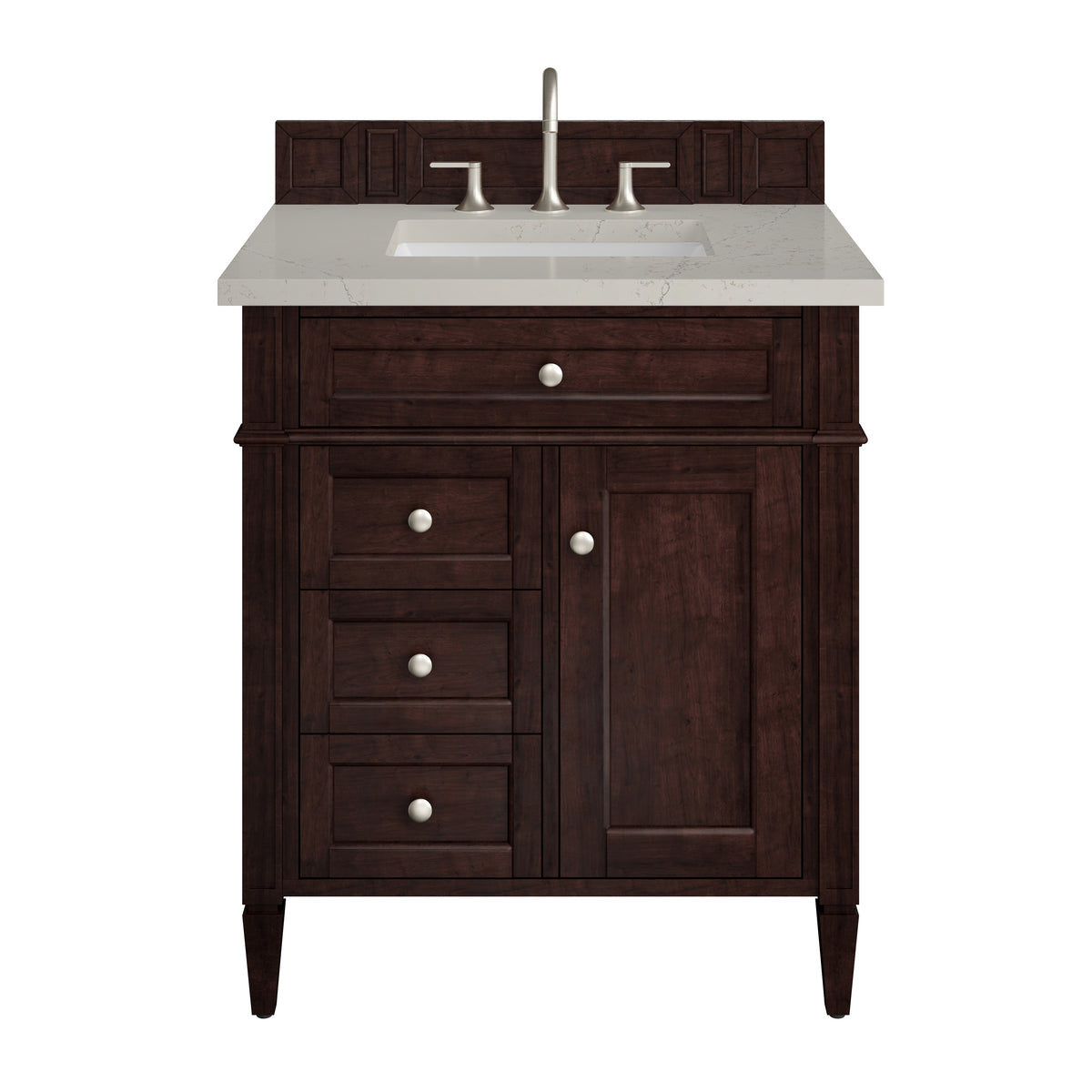 James Martin Vanities Brittany 30" Burnished Mahogany Single Vanity With 3 CM Siberian Silestone Top