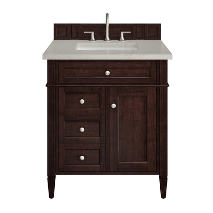 James Martin Vanities Brittany 30" Burnished Mahogany Single Vanity With 3 CM Siberian Silestone Top