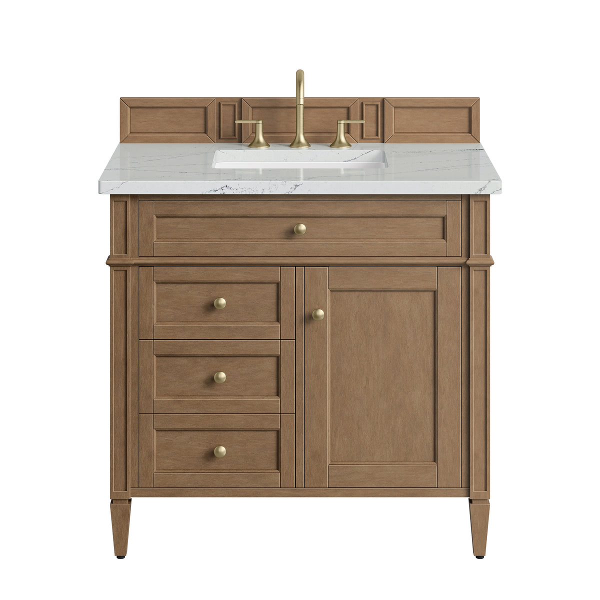 James Martin Vanities Brittany 36" Pecan Single Vanity With 3 CM Ethereal Noctis Silestone Top