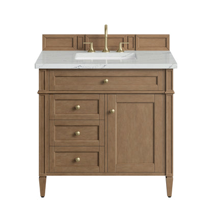 James Martin Vanities Brittany 36" Pecan Single Vanity With 3 CM Ethereal Noctis Silestone Top