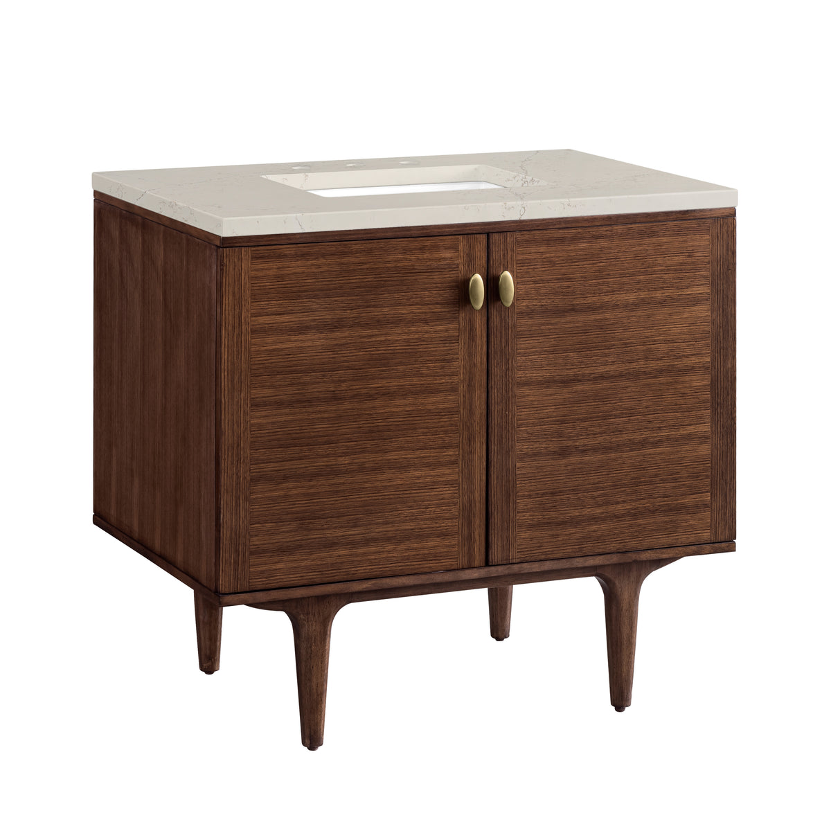 James Martin Vanities Amberly 36" Mid-Century Walnut Single Vanity With 3 CM Siberian Silestone Top