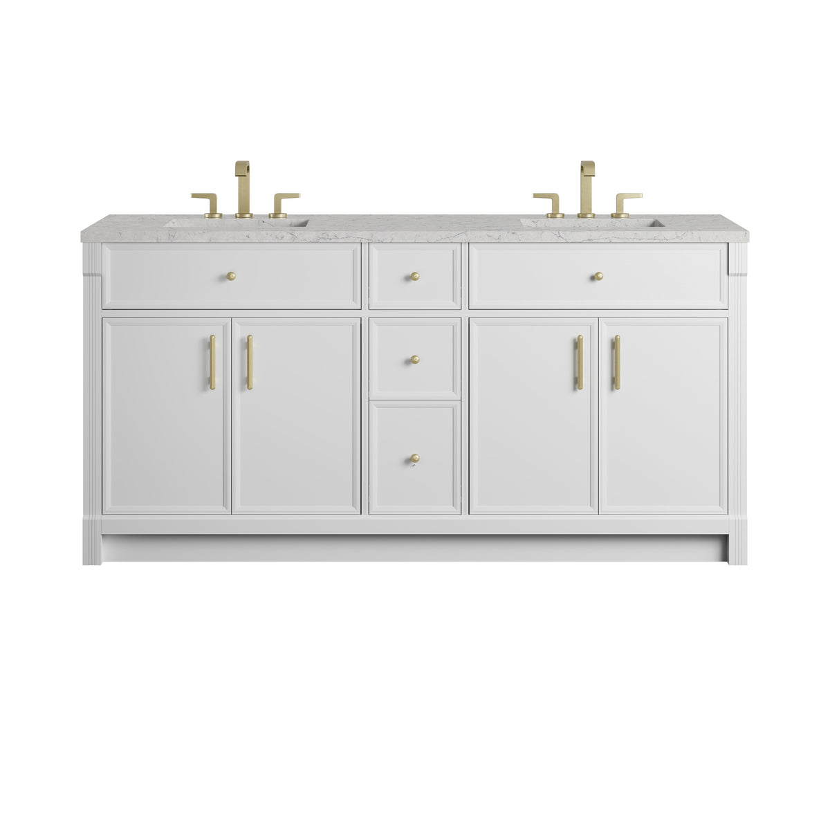 James Martin Vanities Bellshire 72" Bright White Double Vanity With 3 CM Eternal Jasmine Pearl Silestone Top