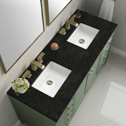 James Martin Vanities Chicago 60" Smokey Celadon Double Vanity With 3 CM Phantome Eclos Top