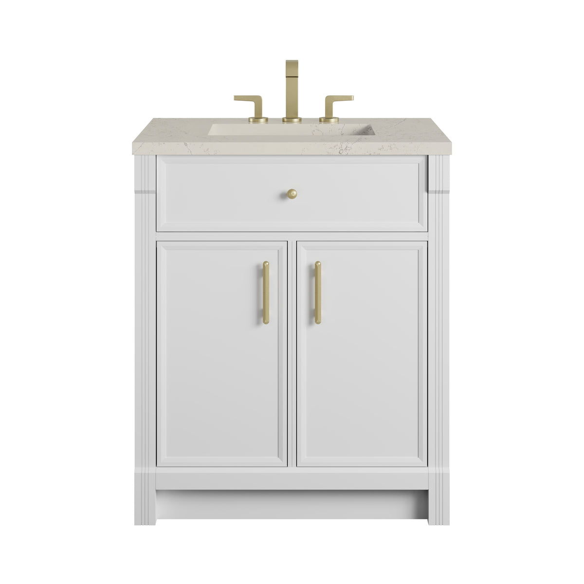 James Martin Vanities Bellshire 30" Bright White Single Vanity With 3 CM Siberian Silestone Top