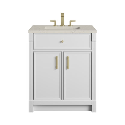 James Martin Vanities Bellshire 30" Bright White Single Vanity With 3 CM Siberian Silestone Top