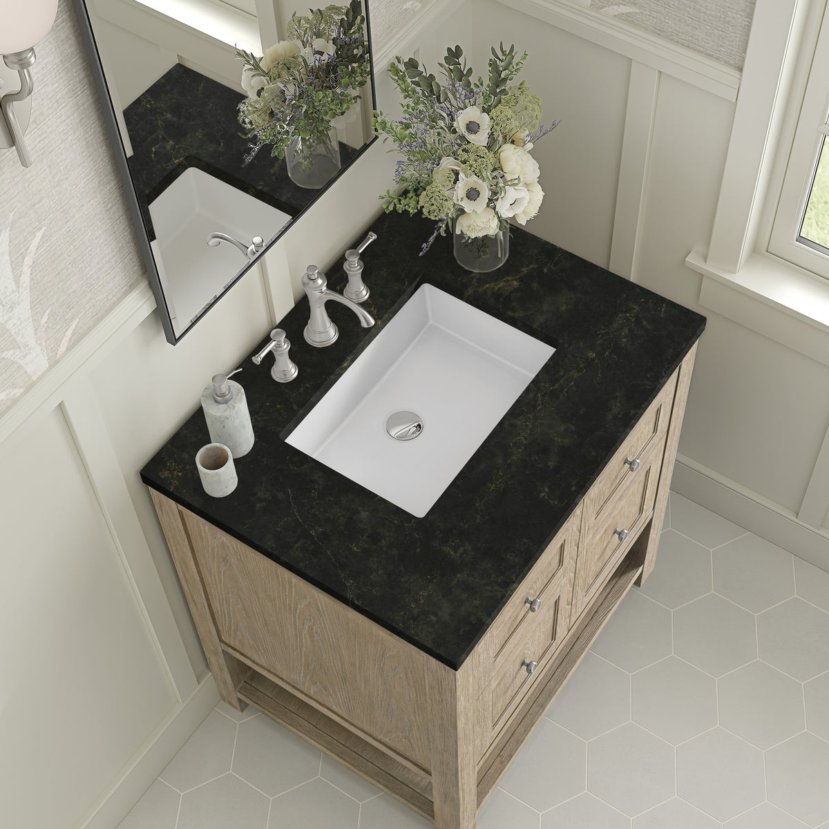 James Martin Vanities Breckenridge 30" Whitewashed Oak Single Vanity With 3cm Phantome Eclos Top