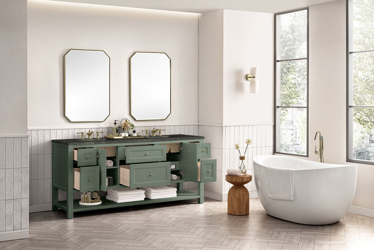 James Martin Vanities Breckenridge 72" Smokey Celadon Double Vanity With 3cm Phantome Eclos Top