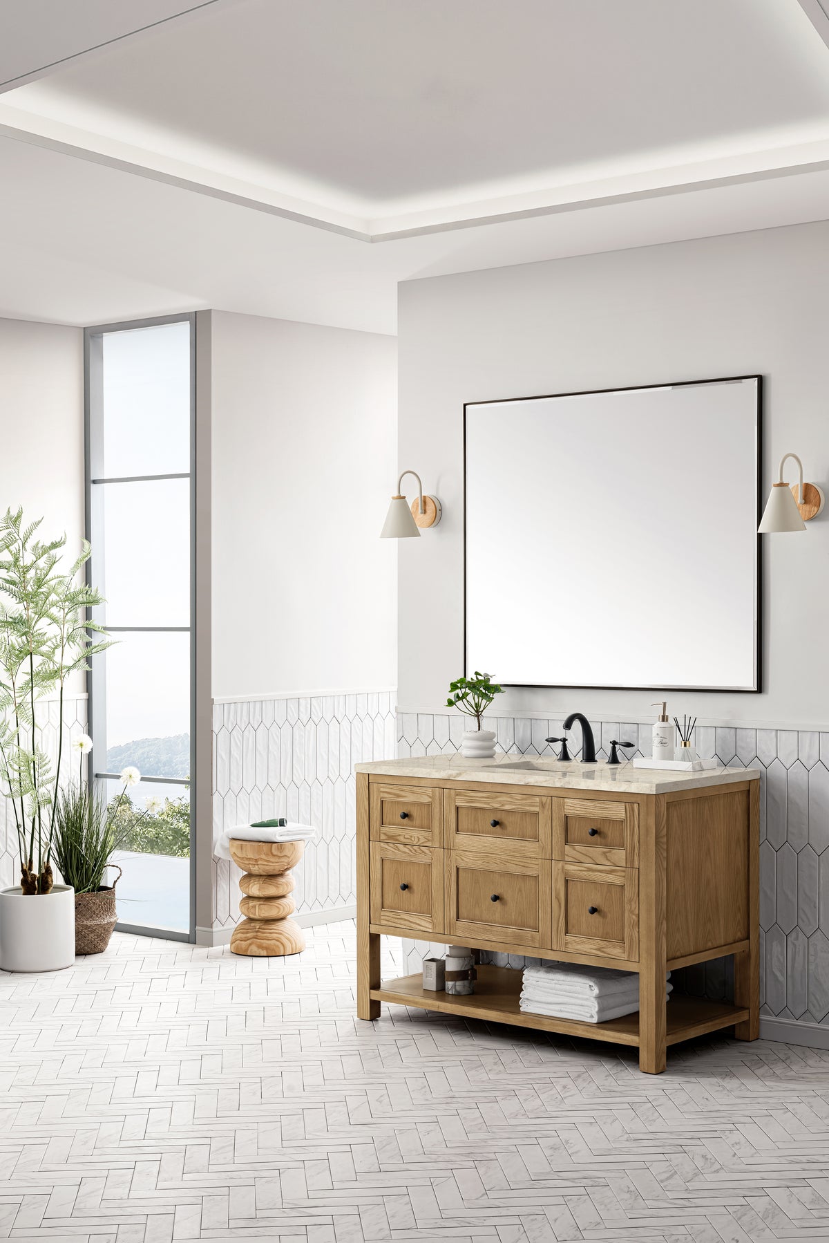 James Martin Vanities Breckenridge 48" Light Natural Oak Single Vanity With 3cm Tajnar Eclos Top and FreePower Wireless Charger
