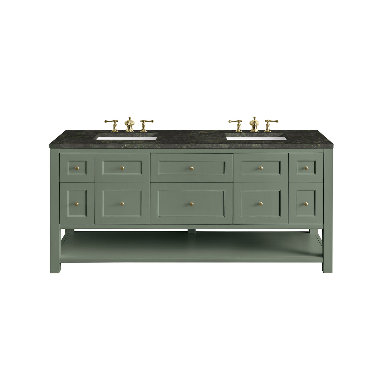 James Martin Vanities Breckenridge 72" Smokey Celadon Double Vanity With 3cm Phantome Eclos Top