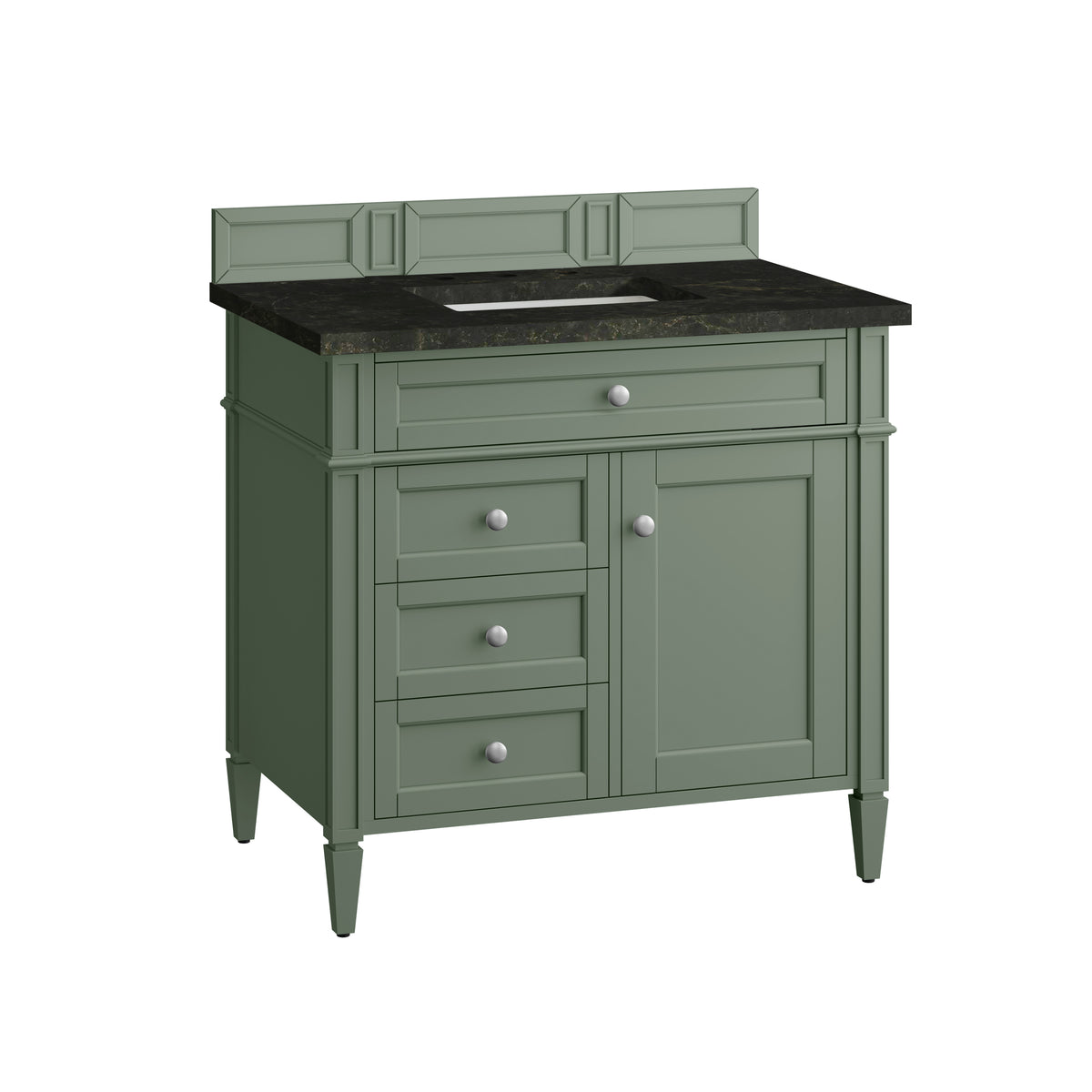 James Martin Vanities Brittany 36" Smokey Celadon Single Vanity With 3 CM Phantome Eclos Top