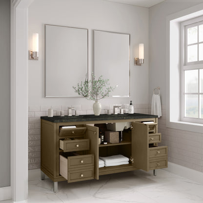 James Martin Vanities Chicago 60" Walnut Whisper Double Vanity With 3 CM Phantome Eclos Top