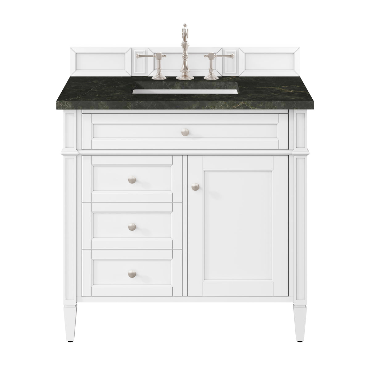 James Martin Vanities Brittany 36" Bright White Single Vanity With 3 CM Phantome Eclos Top