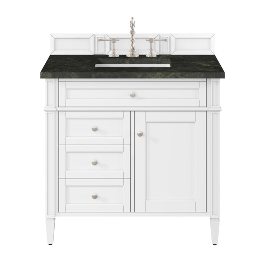 James Martin Vanities Brittany 36" Bright White Single Vanity With 3 CM Phantome Eclos Top