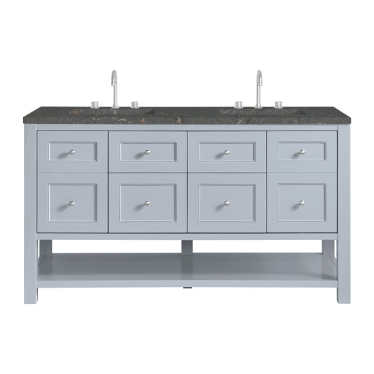 James Martin Vanities Breckenridge 60" Serenity Blue Double Vanity With 3cm Parisien Bleu Top and FreePower Wireless Charger