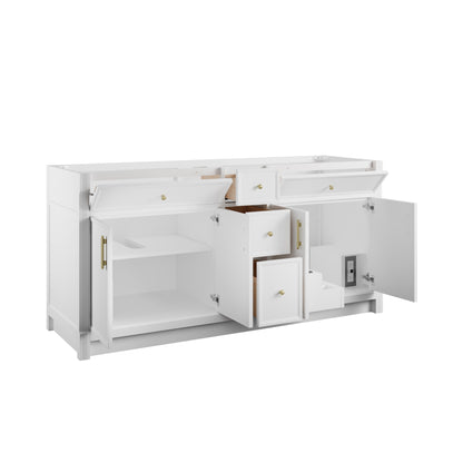 James Martin Vanities Bellshire 72" Bright White Double Vanity With 3 CM Ethereal Noctis Silestone Top and FreePower Wireless Charger