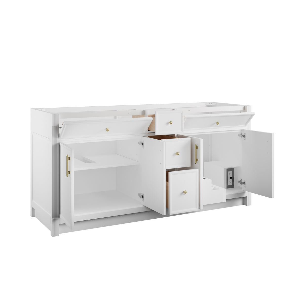 James Martin Vanities Bellshire 72" Bright White Double Vanity With 3 CM Charcoal Soapstone Silestone Top