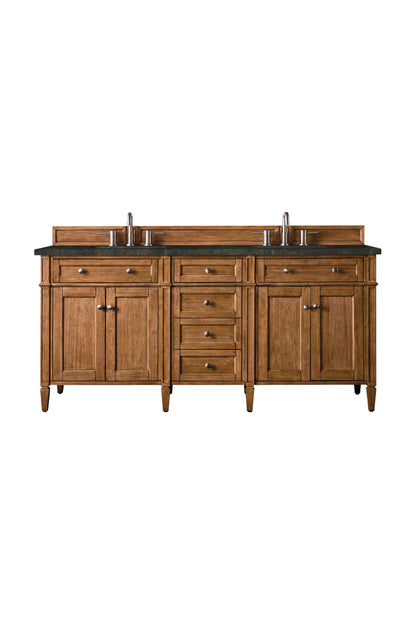 James Martin Vanities Brittany 72" Saddle Brown Double Vanity With 3 CM Phantome Eclos Top