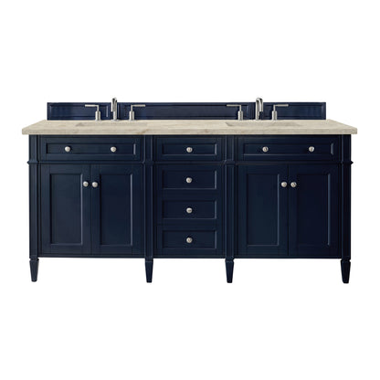 James Martin Vanities Brittany 72" Victory Blue Double Vanity With 3 CM Tajnar Eclos Top