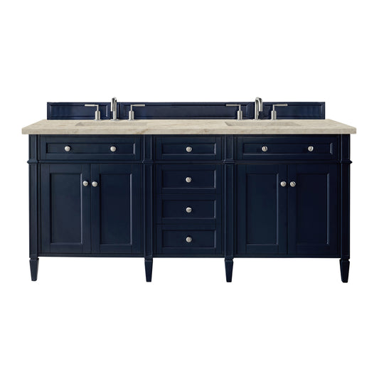 James Martin Vanities Brittany 72" Victory Blue Double Vanity With 3 CM Tajnar Eclos Top