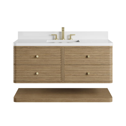 James Martin Vanities Allamari 48" Dune Mist Single Vanity With 3 CM White Zeus Silestone Top