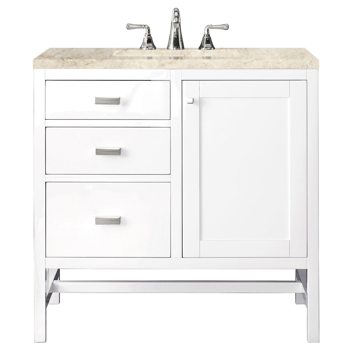 James Martin Vanities Addison 36" Glossy White Single Vanity With 3 CM Tajnar Eclos Top