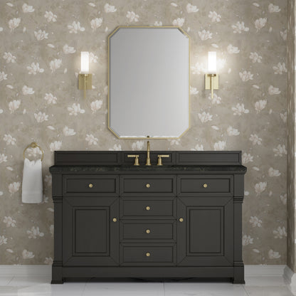James Martin Vanities Brookfield 60" Black Onyx Single Vanity With 3 CM Phantome Eclos Top