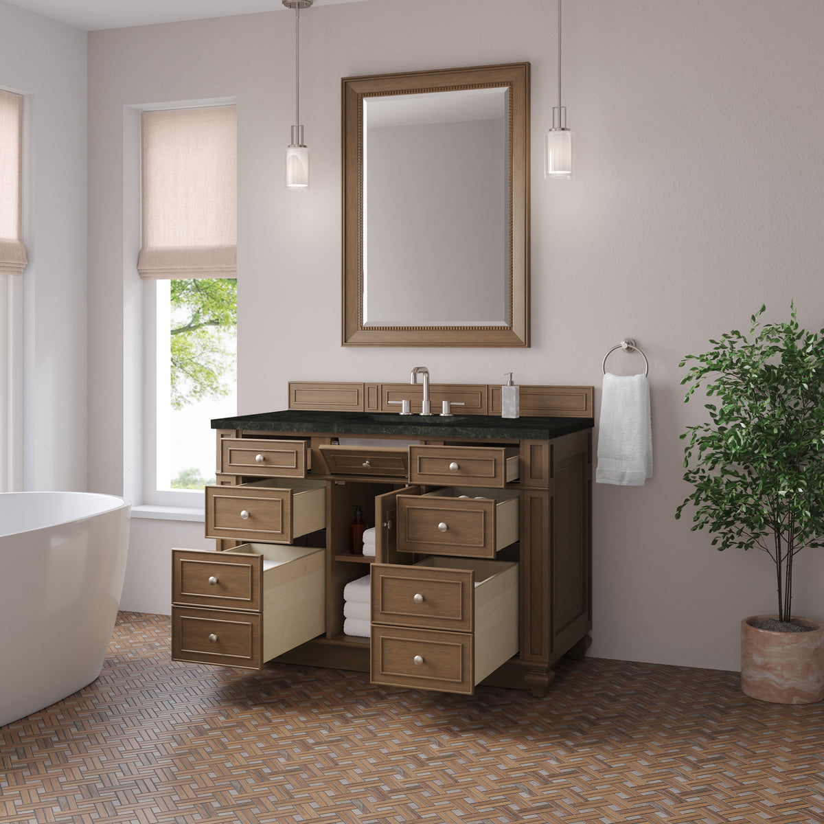 James Martin Vanities Bristol 48" Saddle Brown Single Vanity With 3 CM Phantome Eclos Top