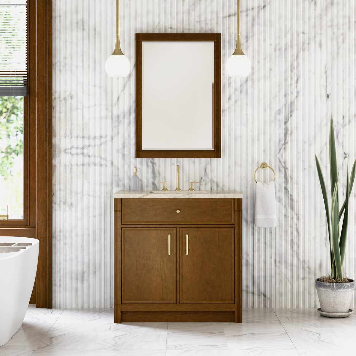 James Martin Vanities Bellshire 36" Honey Oak Single Vanity With 3 CM Tajnar Eclos Top