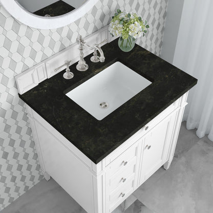 James Martin Vanities Brittany 30" Bright White Single Vanity With 3 CM Phantome Eclos Top