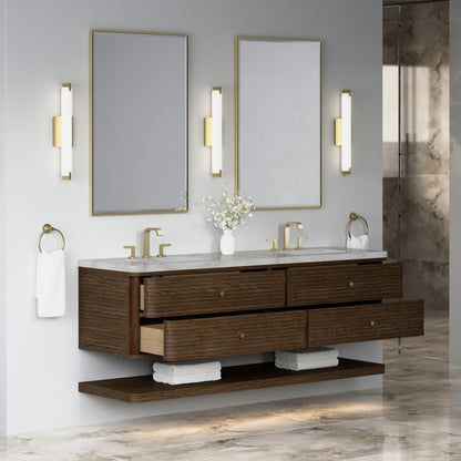 James Martin Vanities Allamari 72" Sable Double Vanity With 3 CM Victorian Silver Top and FreePower Wireless Charger