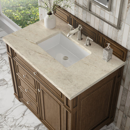 James Martin Vanities Bristol 36" Saddle Brown Single Vanity With 3 CM Tajnar Eclos Top