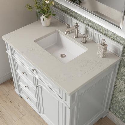 James Martin Vanities Bristol 36" Bright White Single Vanity With 3 CM Siberian Silestone Top