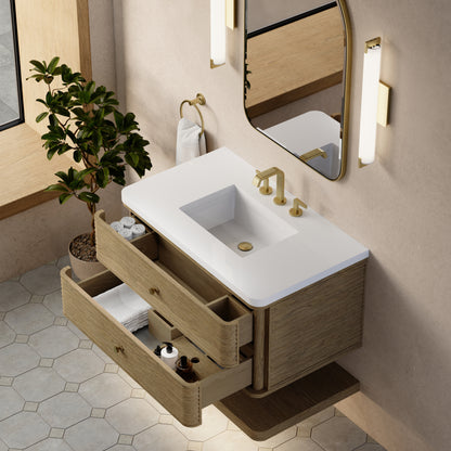 James Martin Vanities Allamari 36" Dune Mist Single Vanity With 3 CM White Zeus Silestone Top