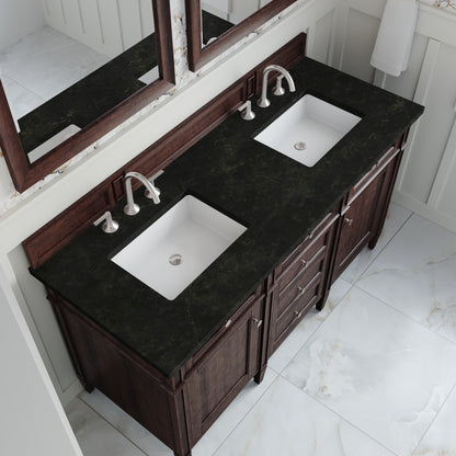 James Martin Vanities Brittany 60" Burnished Mahogany Double Vanity With 3 CM Phantome Eclos Top