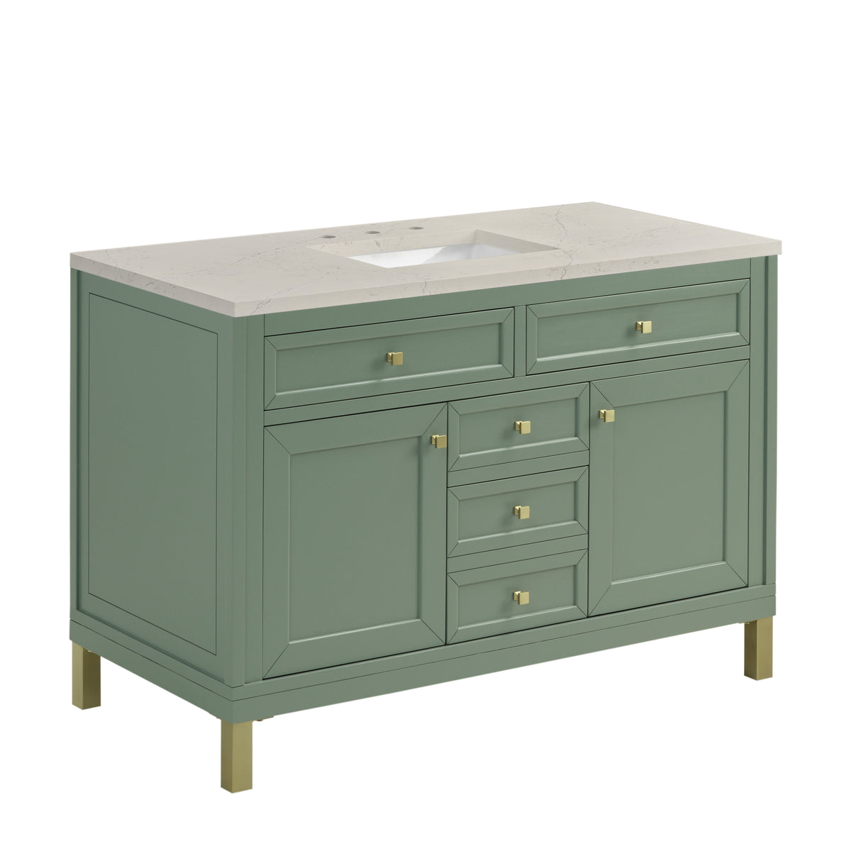 James Martin Vanities Chicago 48" Smokey Celadon Single Vanity With 3 CM Siberian Silestone Top