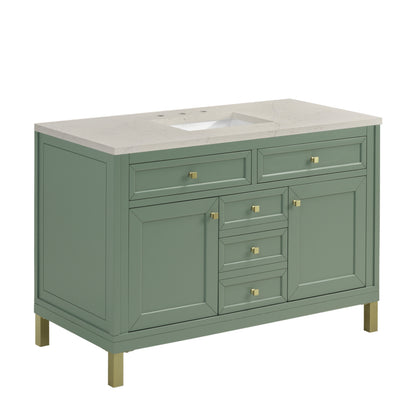James Martin Vanities Chicago 48" Smokey Celadon Single Vanity With 3 CM Siberian Silestone Top