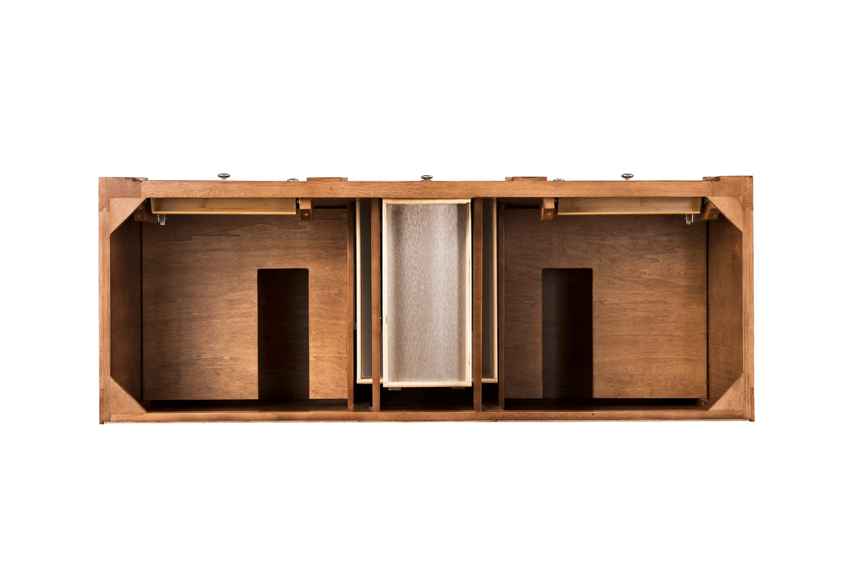 James Martin Vanities Bristol 60" Saddle Brown Double Vanity With 3 CM Tajnar Eclos Top