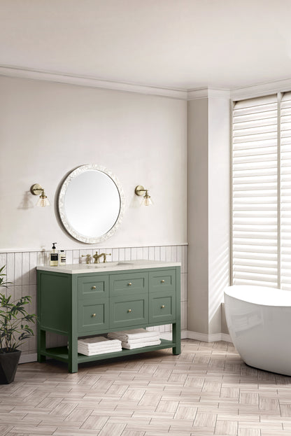 James Martin Vanities Breckenridge 48" Smokey Celadon Single Vanity With 3cm Siberian Silestone Top and FreePower Wireless Charger