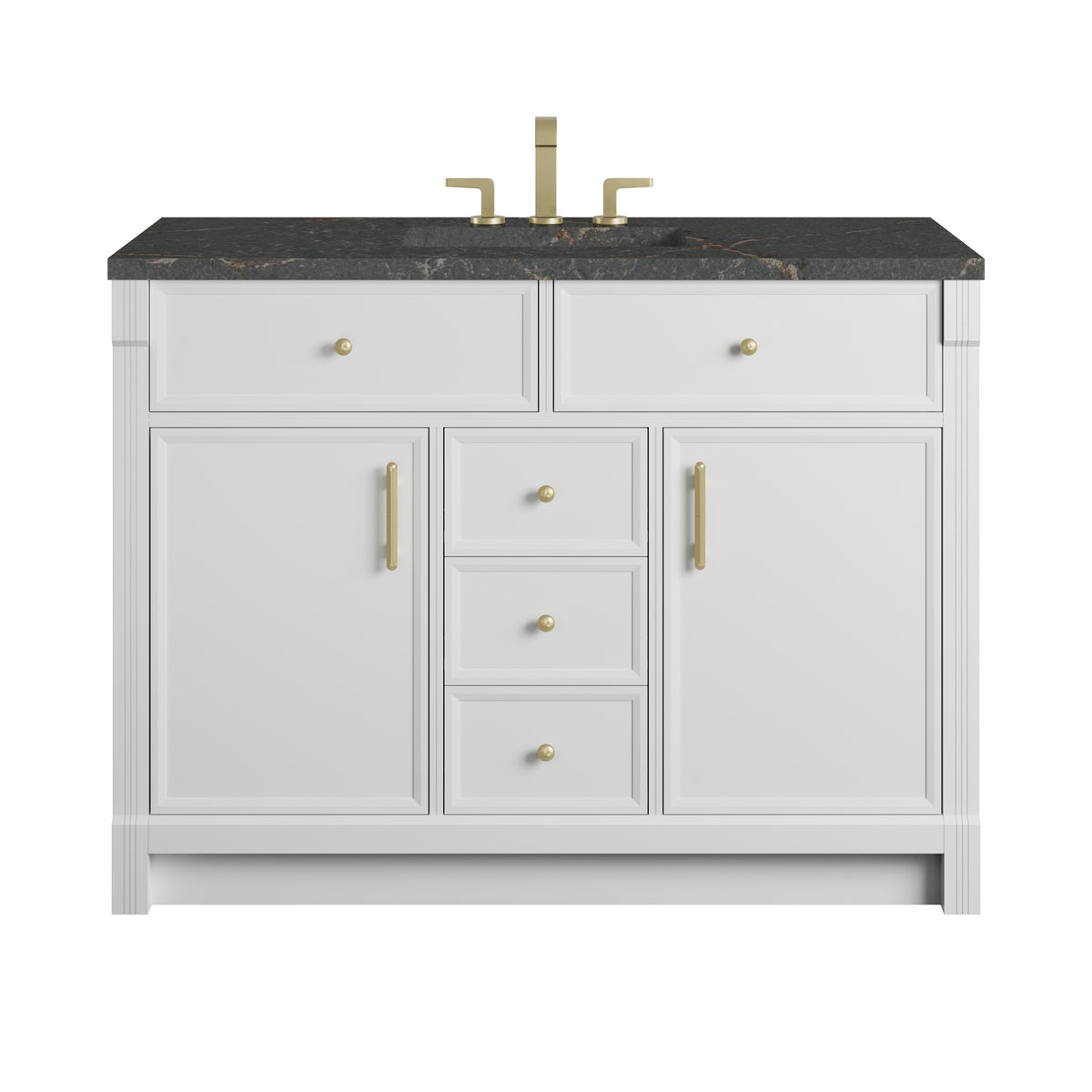 James Martin Vanities Bellshire 48" Bright White Single Vanity With 3 CM Parisien Bleu Silestone Top and FreePower Wireless Charger