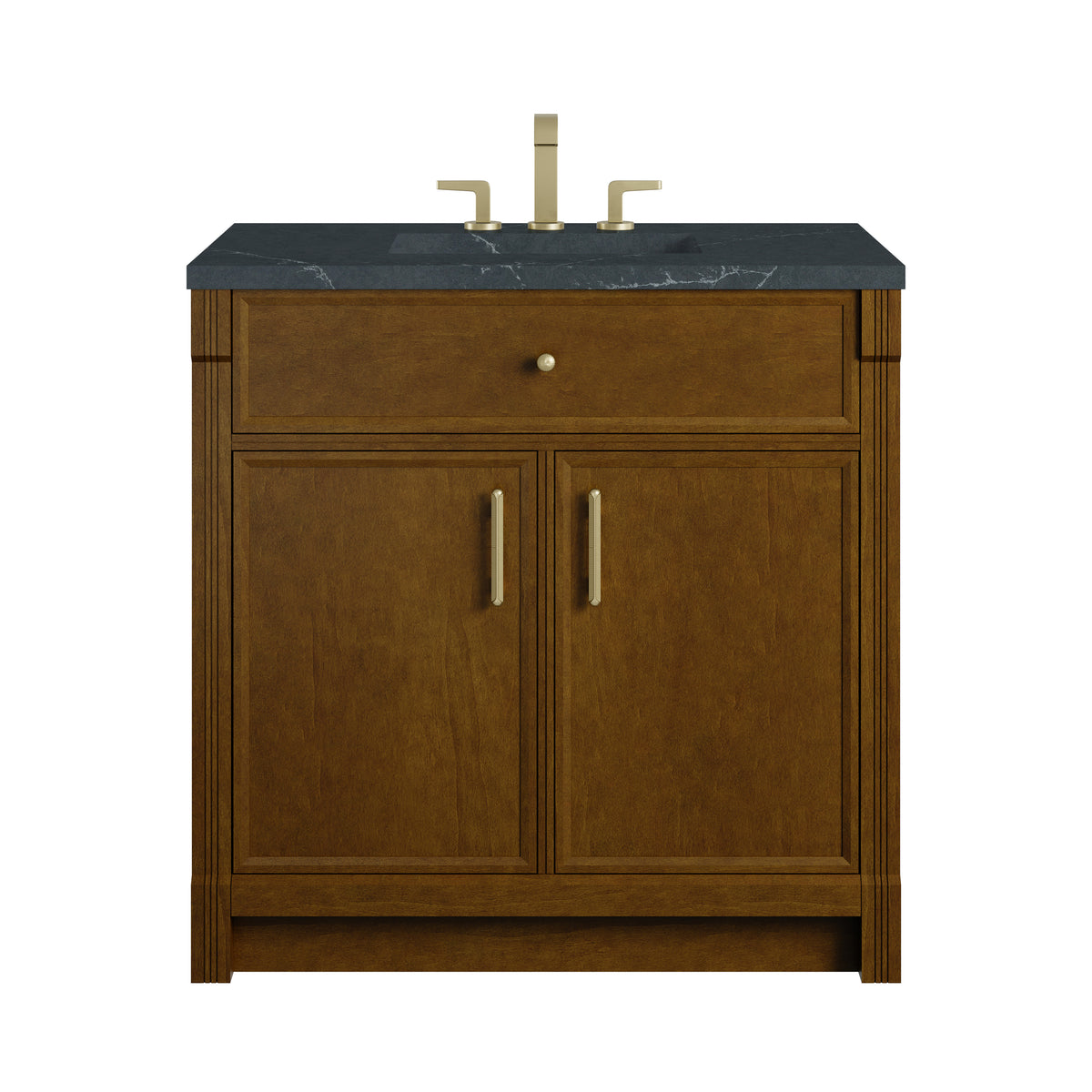 James Martin Vanities Bellshire 36" Honey Oak Single Vanity With 3 CM Charcoal Soapstone Silestone Top