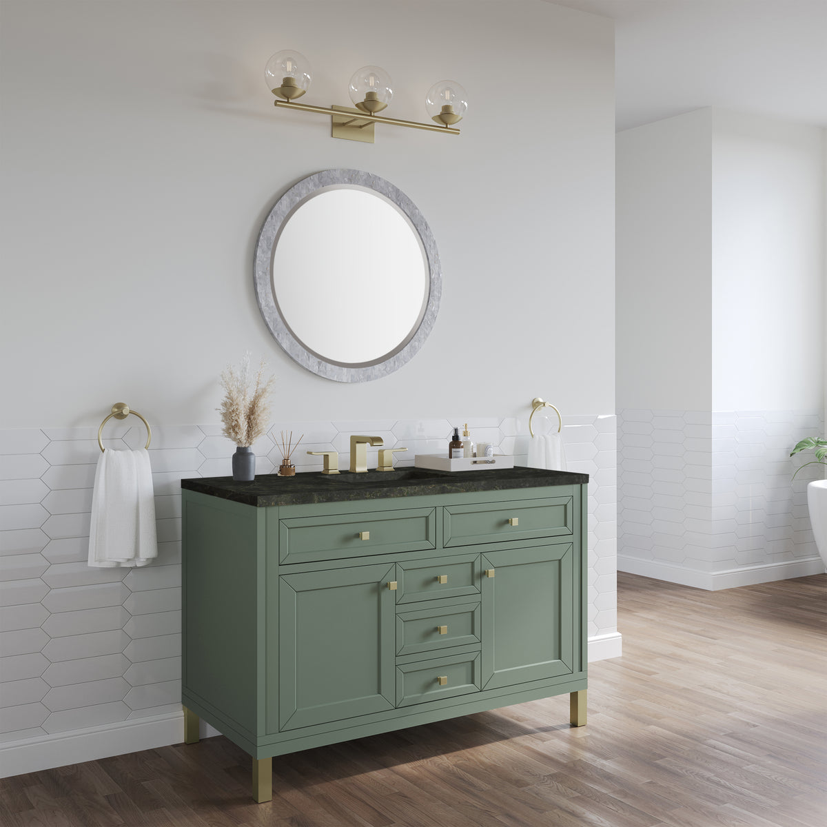 James Martin Vanities Chicago 48" Smokey Celadon Single Vanity With 3 CM Phantome Eclos Top